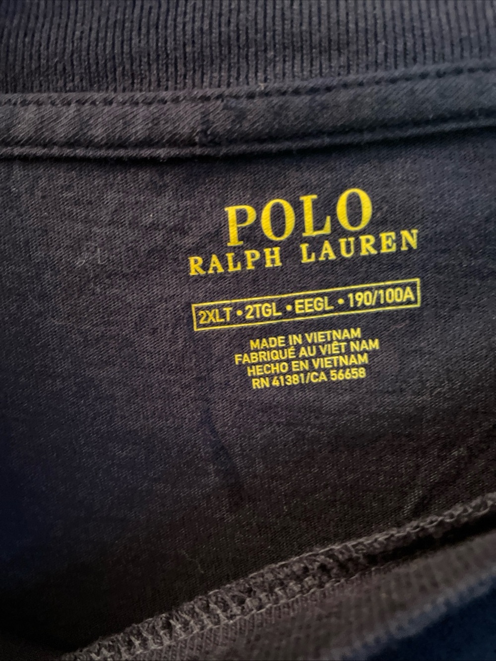 Polo Ralph Lauren T-Shirt Men’s 2XLT Navy Blue Red Pony Logo Crew Neck